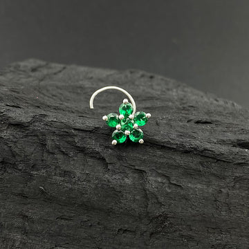 Emerald Flower Nose Pin
